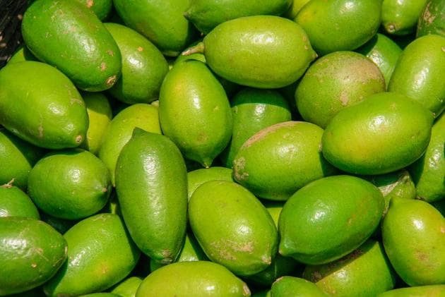 Freshly harvested gondhoraj limes